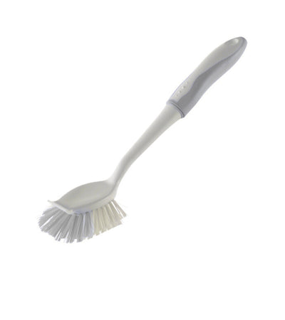 Premsons® Handle Dish & Sink Cleaning Brush – Non-Scratch Bristles for Utensils, Kitchen Sink, Tiles & Bathroom Cleaning (White/Grey)