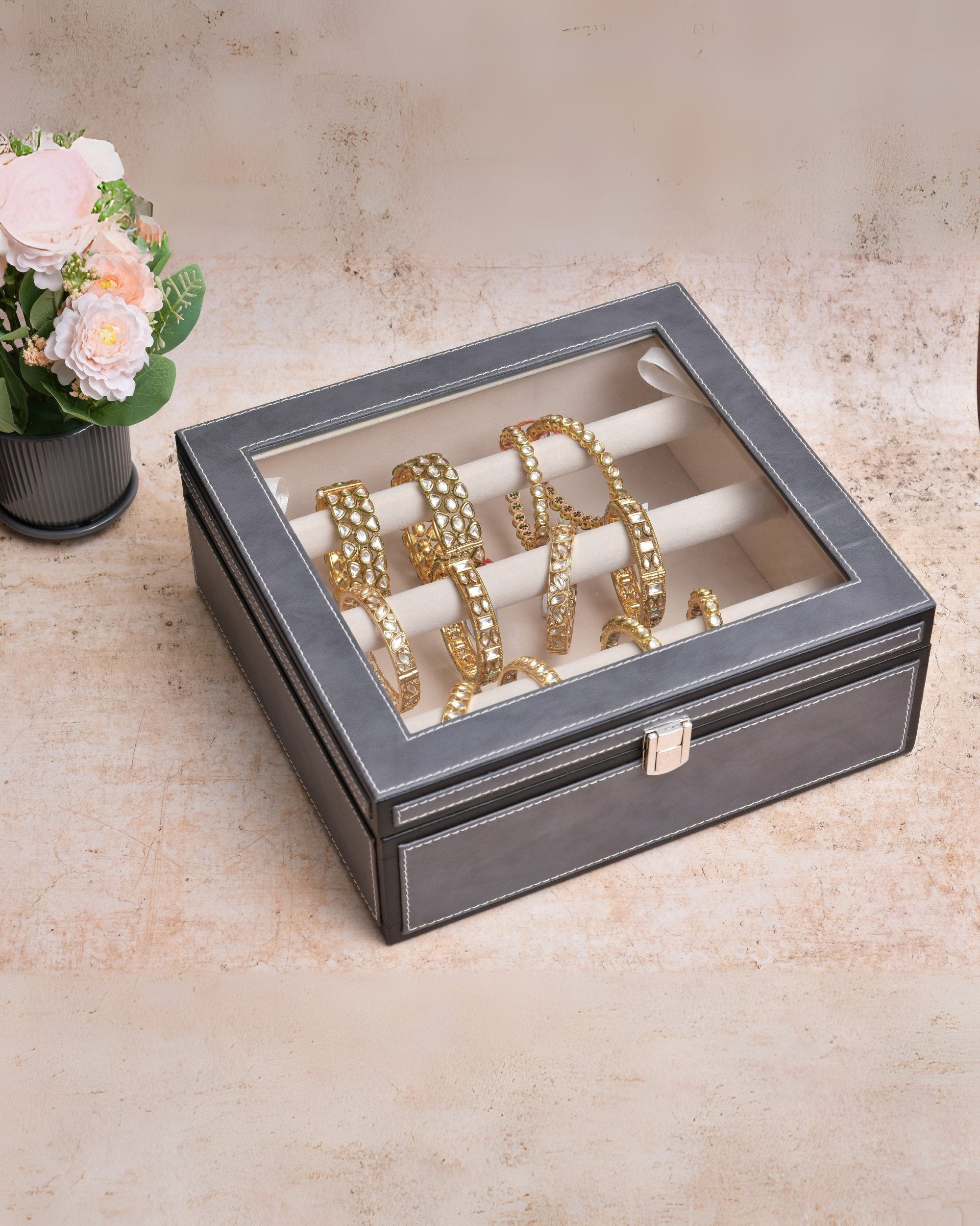 Premsons® Leatherette Bangles Box | Elegant & Durable Jewelry Organizer for Bangles, Bracelets & Accessories – Secure & Stylish Storage Case