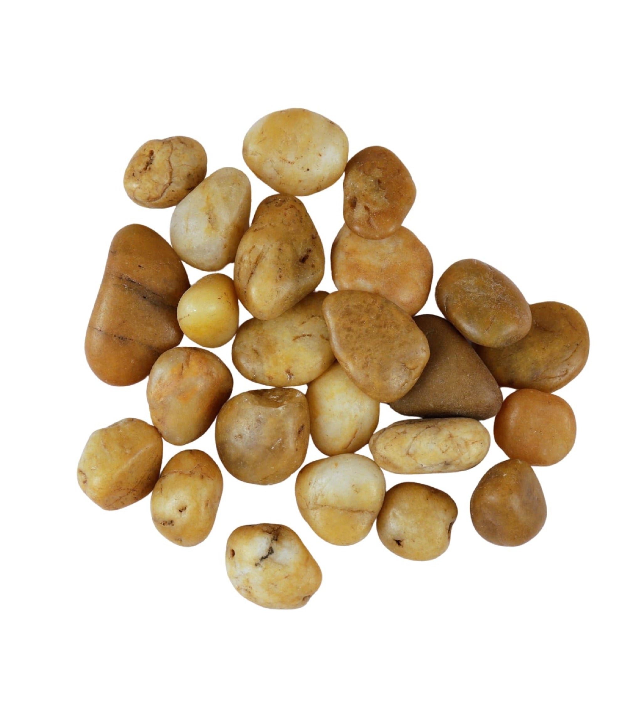 Premsons® Rough Decorative Pebbles - Beige Stones - For Aquariums Garden Lawn Plant Pots Vases Filler Home Office Decor Fish Tank - Smooth & Round River Rocks - Medium Size 2.5 - 4 cm - 1kg Pack