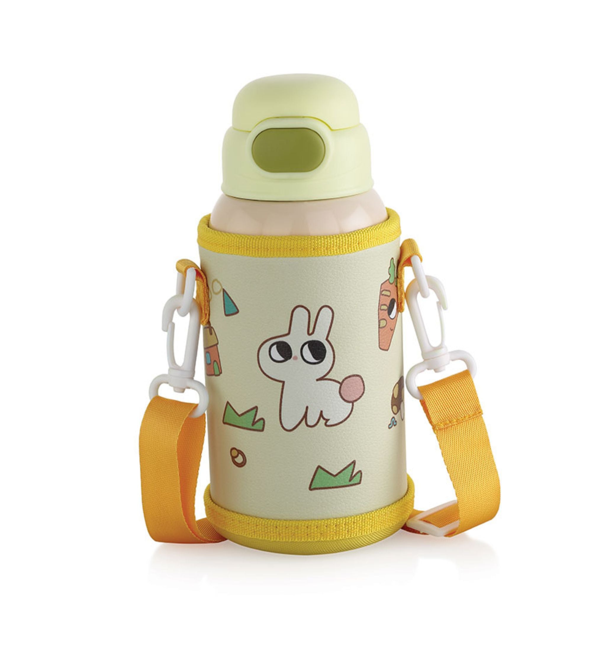 Premsons® Cute Bunny Printed Kids Water Bottle – Leak-Proof Lid, Insulated Sleeve & Adjustable Carry Strap