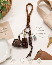 Premsons® Mahjong Keychain – Stylish & Functional Decorative Key Ring with Mahjong Tile Charm-Brown