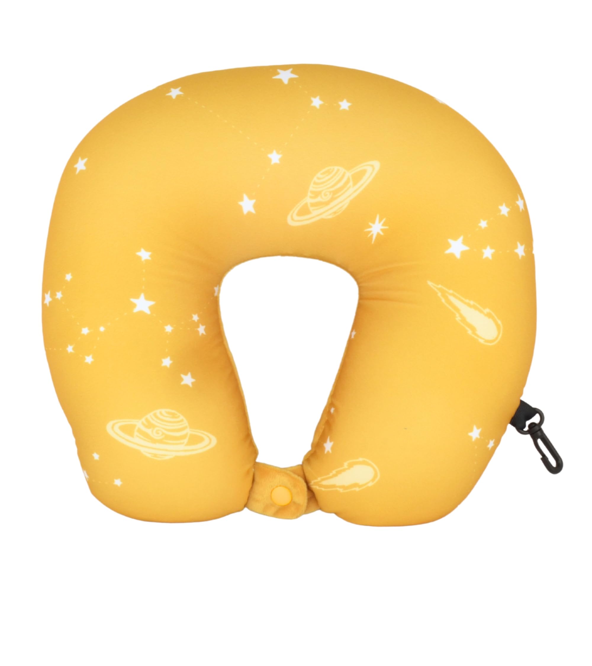 Cushy® Travel Neck Pillow with 360-Degree Head Support - Micro Beads Luxury Soft Pillow for Sleeping Rest - Home Travel Airplane Car - Printed, Yellow