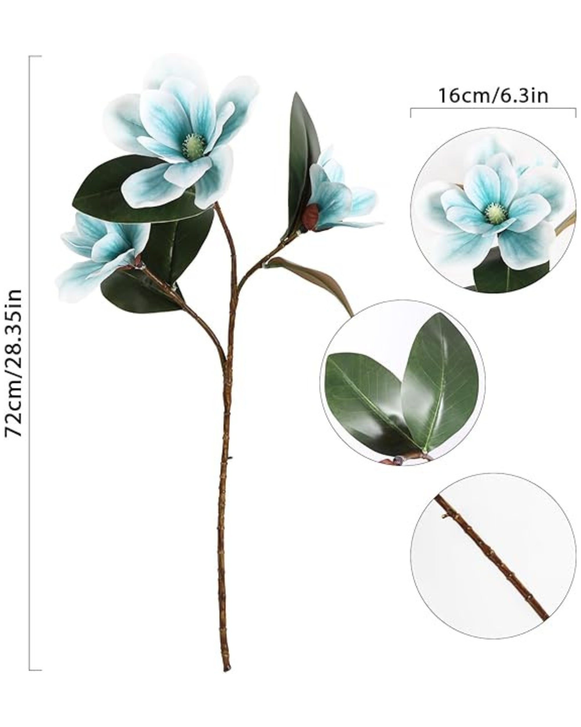 Premsons® Elegant Artificial Magnolia Flower – 1 Stem of Realistic Silk Bloom for Home Décor, Office, or Events | Long-Lasting Faux Floral Arrangement