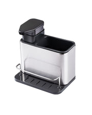 Premsons® Stainless Steel Kitchen Sink Organizer Rack with Soap Dispenser - 2 in 1 Sponge Holder, Dishwashing Liquid Dispenser & Storage Stand
