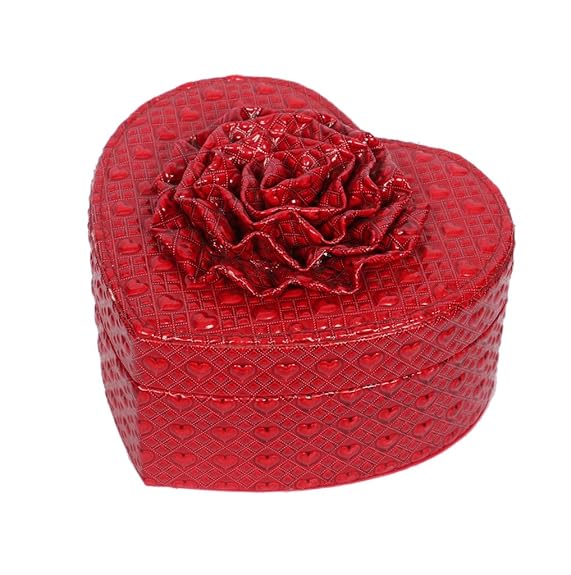 Premsons® Heart-Shaped Jewellery Box – Portable Classic Leatherette Organizer for Women – Elegant Multi-Layer Storage Case for Rings, Earrings & Accessories