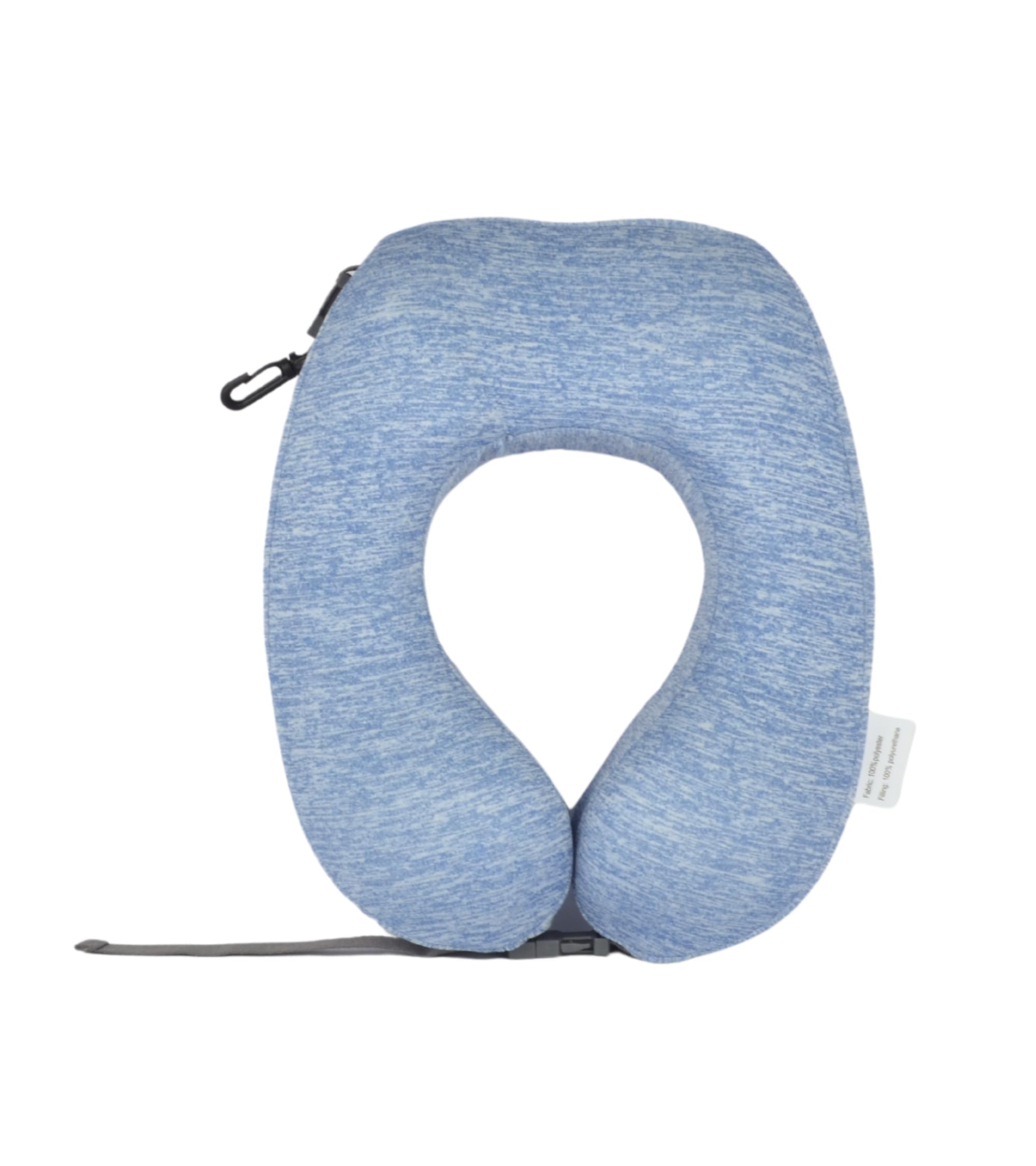 Cushy® Travel Neck Pillow with 360-Degree Head Support - Memory Foam Luxury Soft Pillow for Sleeping Rest - Home Travel Airplane Car - with Adjustable Belt, Blue