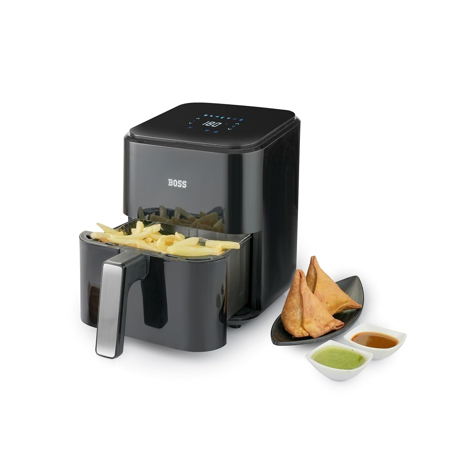 Boss SmartFry Digital Air Fryer – 4 Litre, 1200W | LED Touch Display with Temperature & Timer Control | Low-Oil Frying for Crispy Snacks, Fries, Kebabs & More