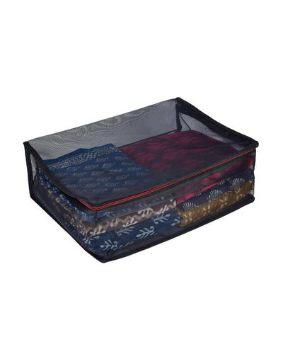 Premsons® Saree Cover Net with Zip – Foldable & Durable Wardrobe Storage Organizer – Dust & Moisture Protection for Sarees – Pack of 2 – Black