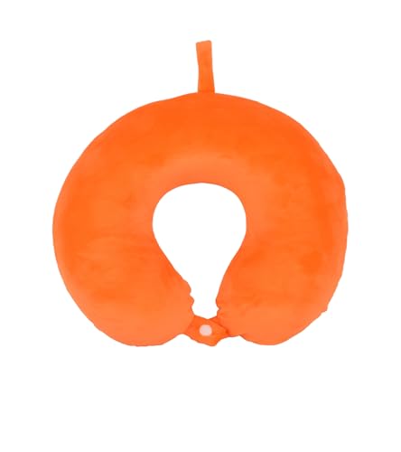 Cushy® Travel Neck Pillow with 360-Degree Head Support - Memory Foam Luxury Soft Pillow for Sleeping Rest - Home Travel Airplane Car - Plain, Orange