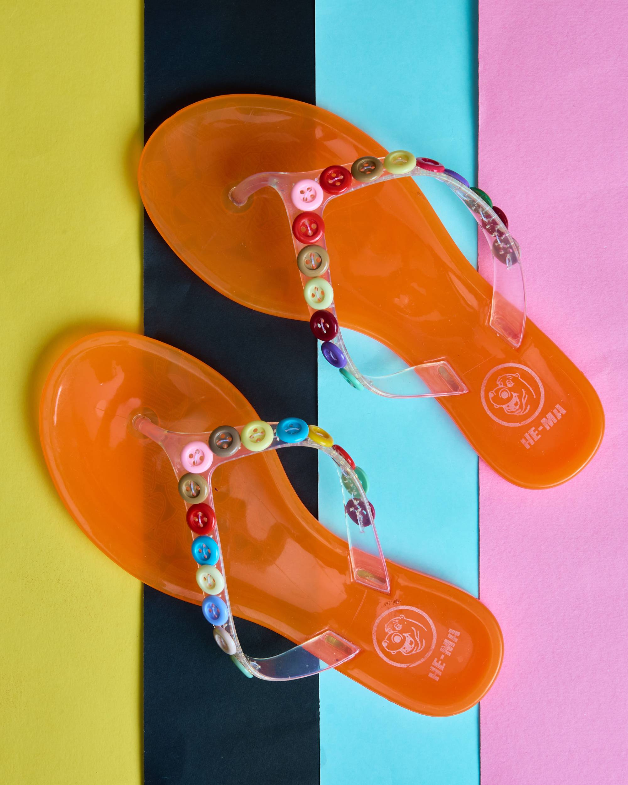 Premsons® Girls Fancy Slippers with Rainbow Button - Stylish Sandals for Kids | Comfortable & Durable Footwear | Cute Dailywear Sandals for Girls