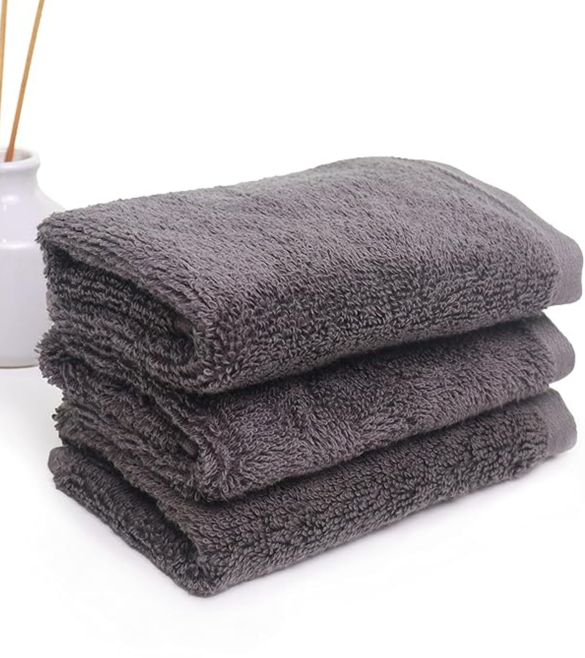 Premsons® Soft Cotton Hand Towels – Set of 3 Ultra-Absorbent & Quick Dry Towels for Bathroom, Kitchen, Gym & Travel – Plush Grey Towels for Everyday Use