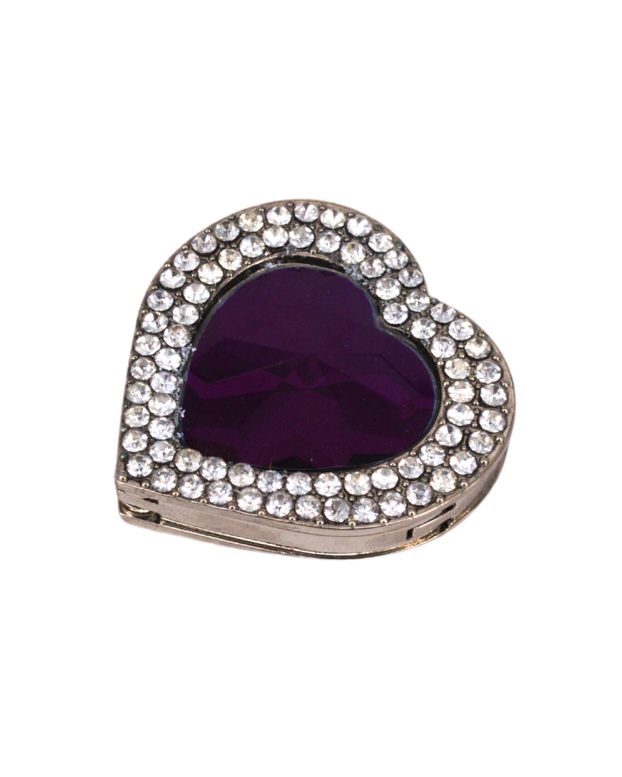 Premsons® Foldable Purse Holder Hook - Handbag Hanger for Table Desk - Bling Rhinestone Bag Holder for Women - Heart Shape