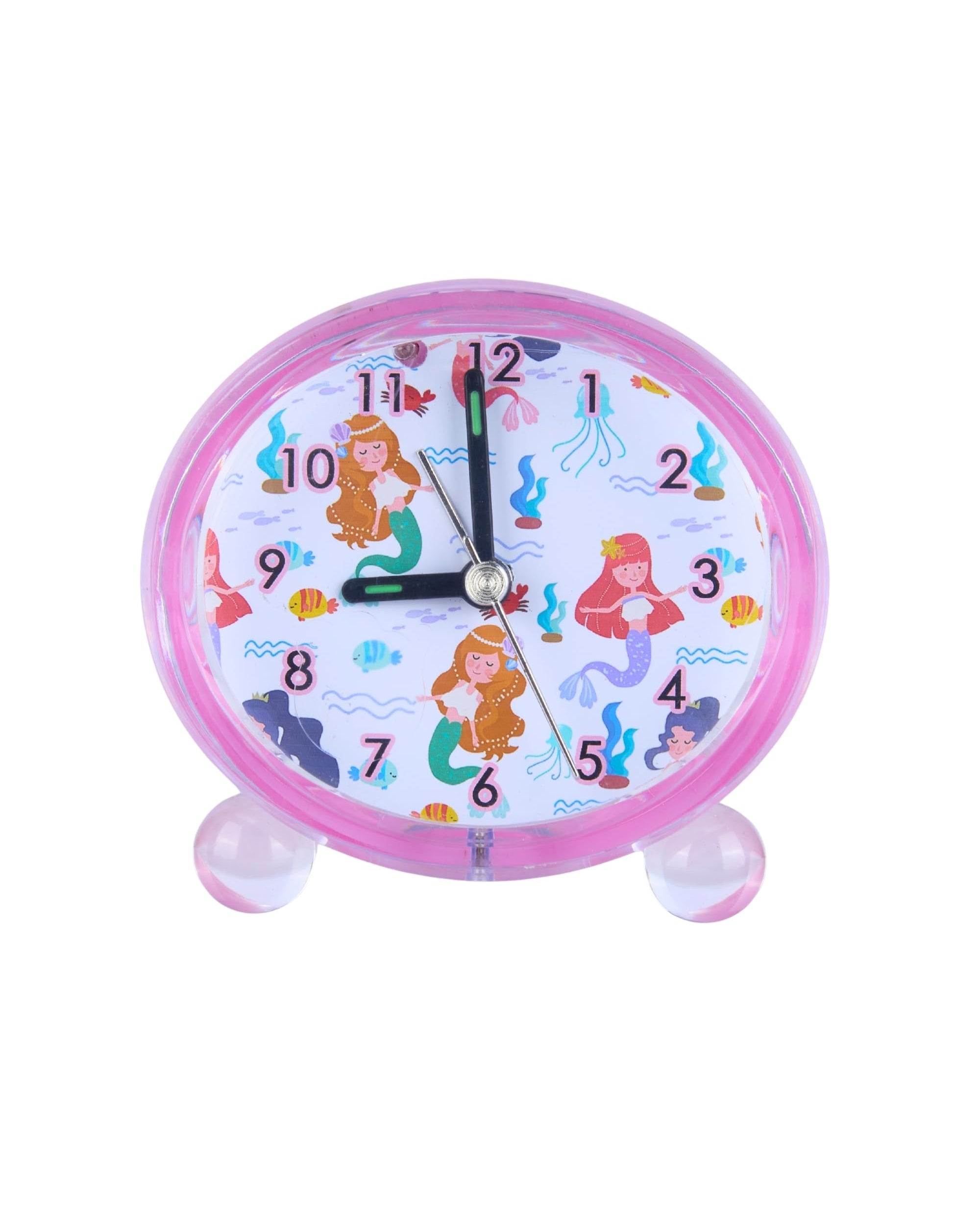 Premsons® Table Clock for Kids - Girls Bedroom Beep Alarm Clock - Loud Bell Alarm for Children Study Table - Bed Watch for Heavy Sleepers - Mermaid Design - Oval Shape - Assorted Colours