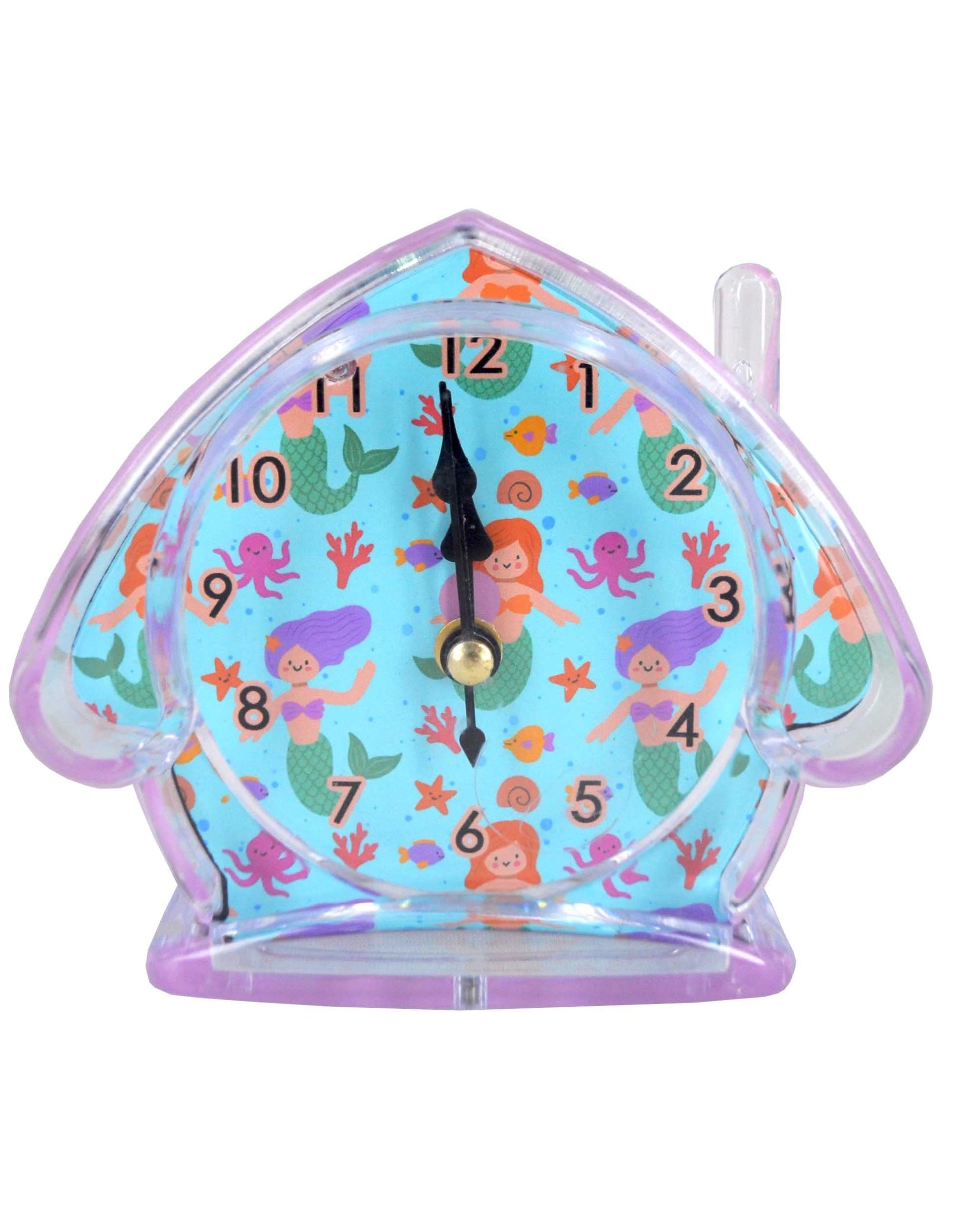 Premsons® Table Clock for Kids - Girls Bedroom Beep Alarm Clock - Loud Bell Alarm for Children Study Table - Bed Watch for Heavy Sleepers - Mermaid Design - House Shape - Assorted Colours