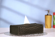 Premsons® Woven Design Artificial Faux Vegan Leatherette Tissue Paper Box for Dining Room Kitchen Bedroom Car and Home Décor (Green, Rectangular Sleeve)