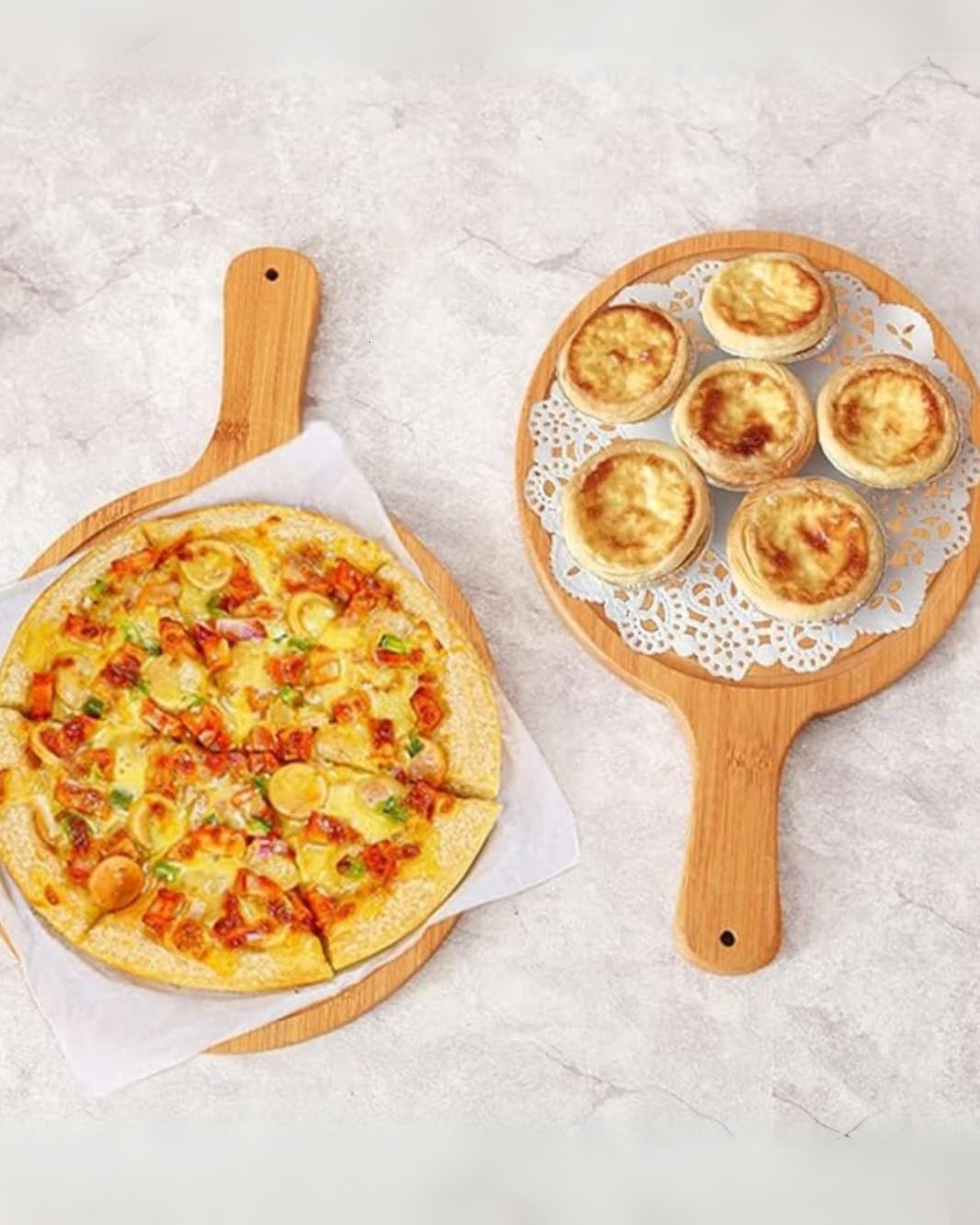 Premsons® Small Wooden Pizza Platter – Eco-Friendly & Unbreakable Serving Tray for Home & Kitchen | Ideal for Pizza, Snacks & Appetizers
