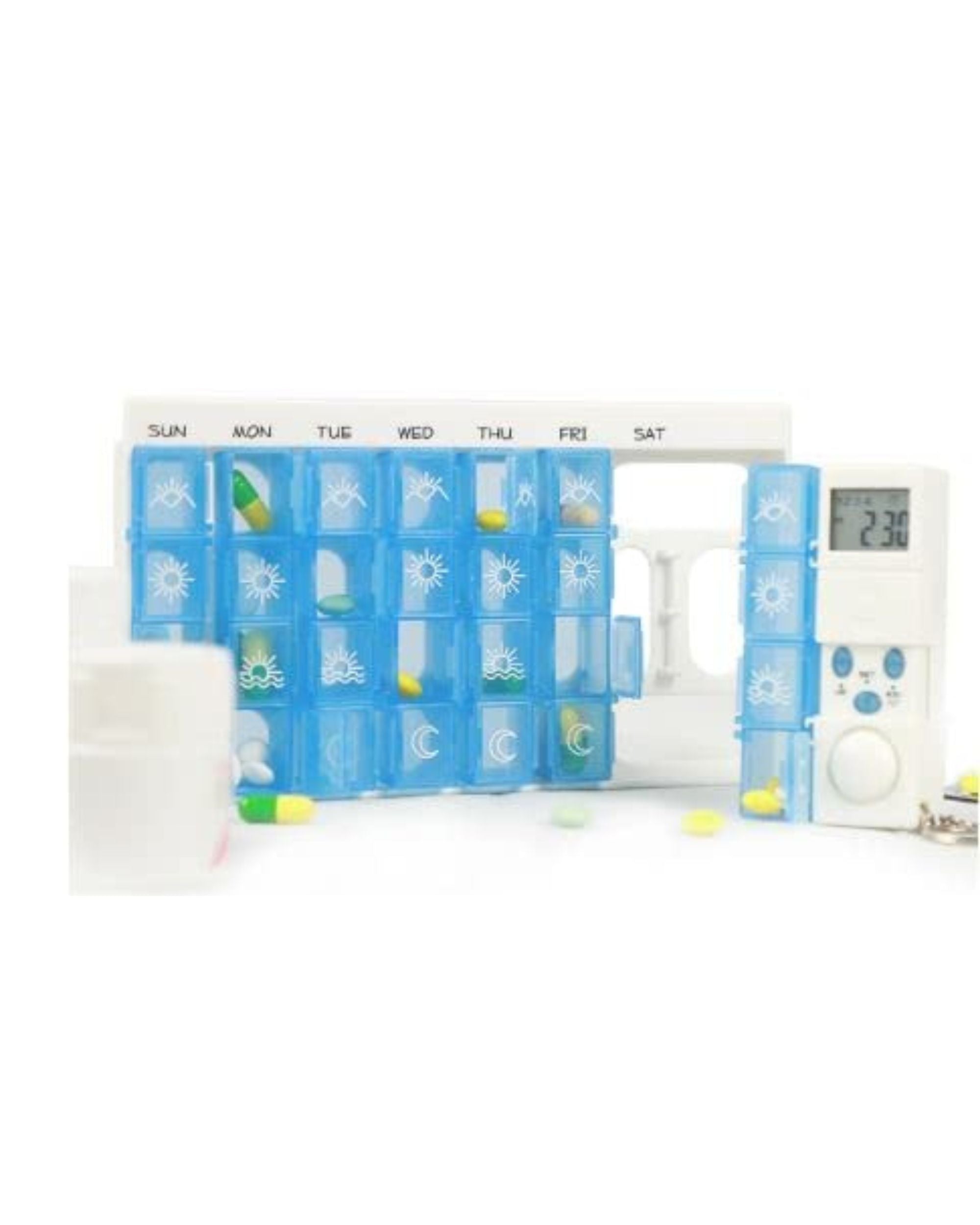 Premsons® Medicine Box with Alarms | 7-Day Automatic Pill Dispenser | Weekly Tablet Organizer with 28 Compartments & 4 Daily Reminders | Pill Storage Box | White