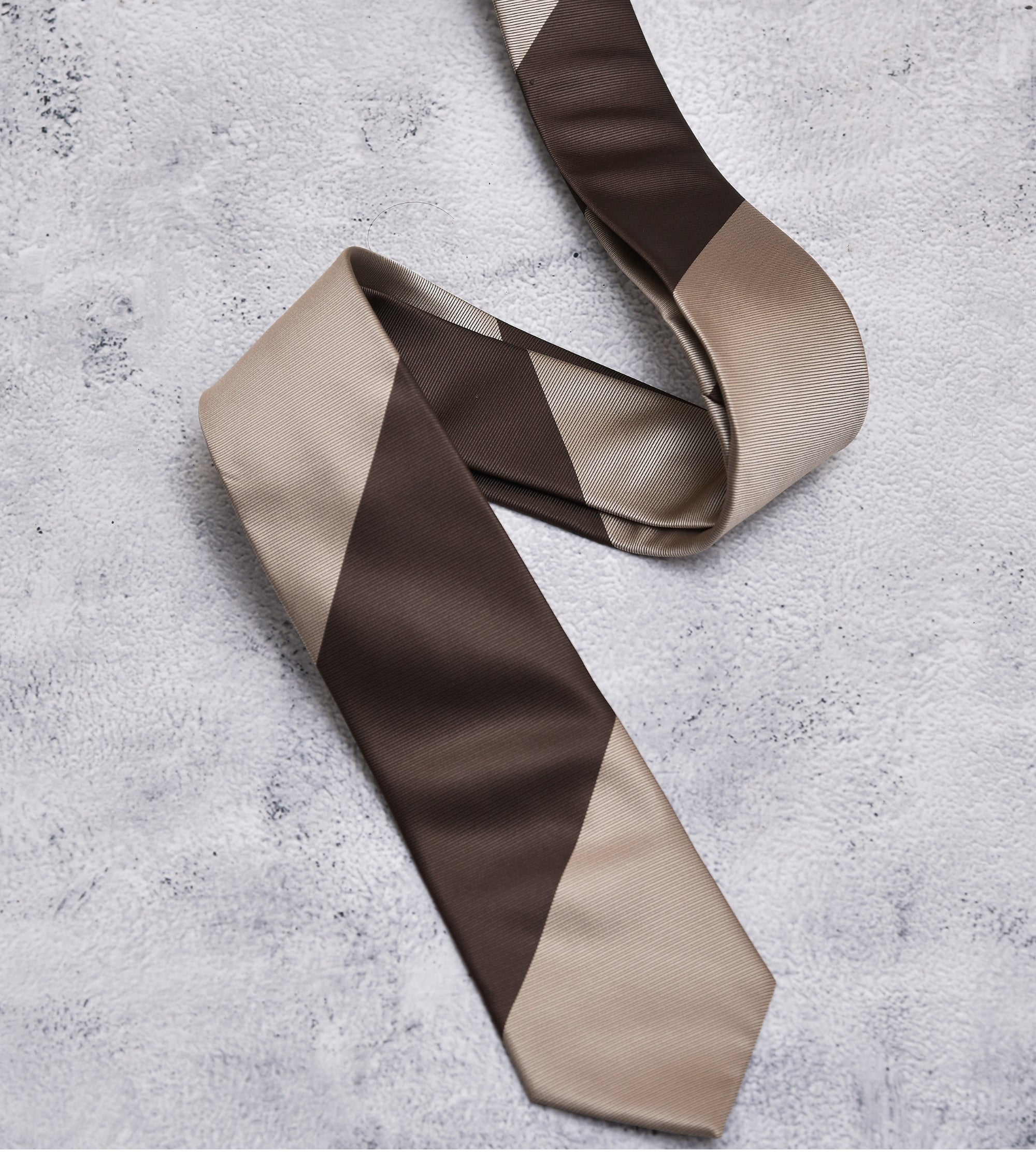 Premsons® Classic Dual-Tone Striped Neck Tie – Elegant Brown & Beige Diagonal Design | Formal & Business Wear for Men
