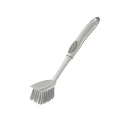 Premsons® Small Dish & Sink Cleaning Brush – Non-Scratch Bristles for Utensils, Kitchen Sink, Tiles & Bathroom Cleaning (White/Grey)