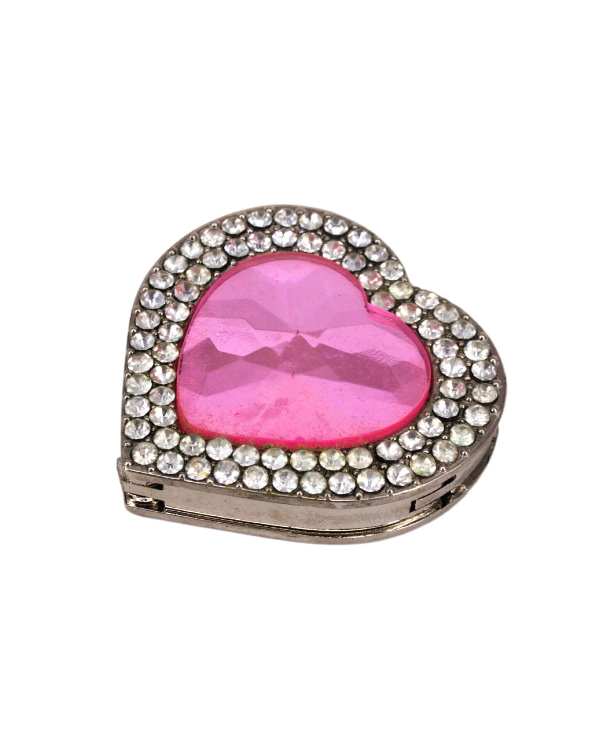 Premsons® Foldable Purse Holder Hook - Handbag Hanger for Table Desk - Bling Rhinestone Bag Holder for Women - Heart Shape