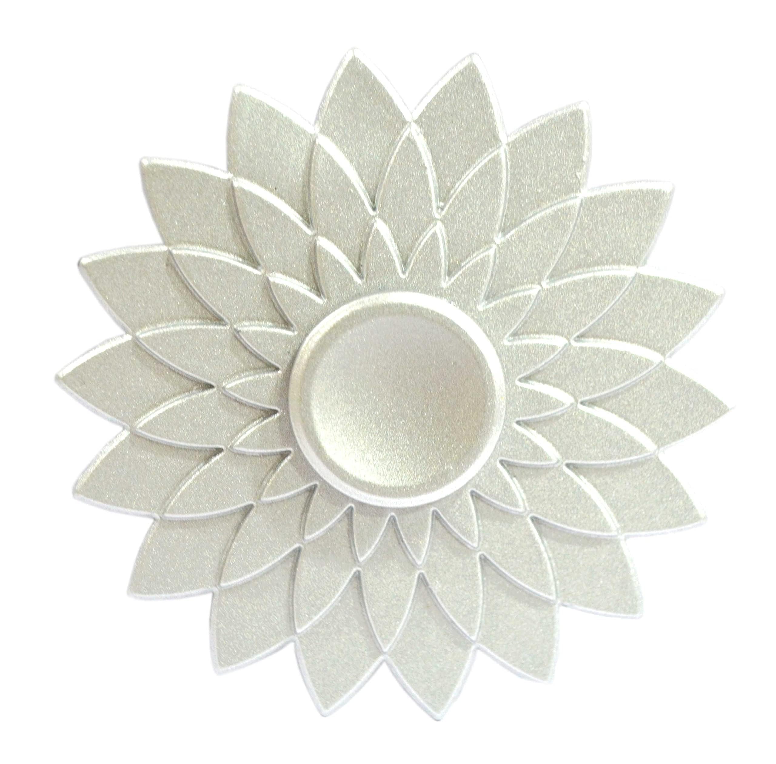 Premsons® Hand Spinner Desk Toy - High Speed Smooth Finger Spin Sensory Fidget Stress Relief Game Play for Kids & Adults - Birthday Party Gift - Metal - White Lotus