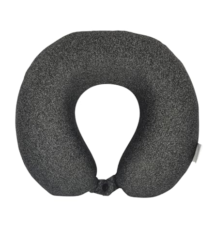 Cushy® Travel Neck Pillow with 360-Degree Head Support - Memory Foam Luxury Soft Pillow for Sleeping Rest - Home Travel Airplane Car - Plain,Black & White