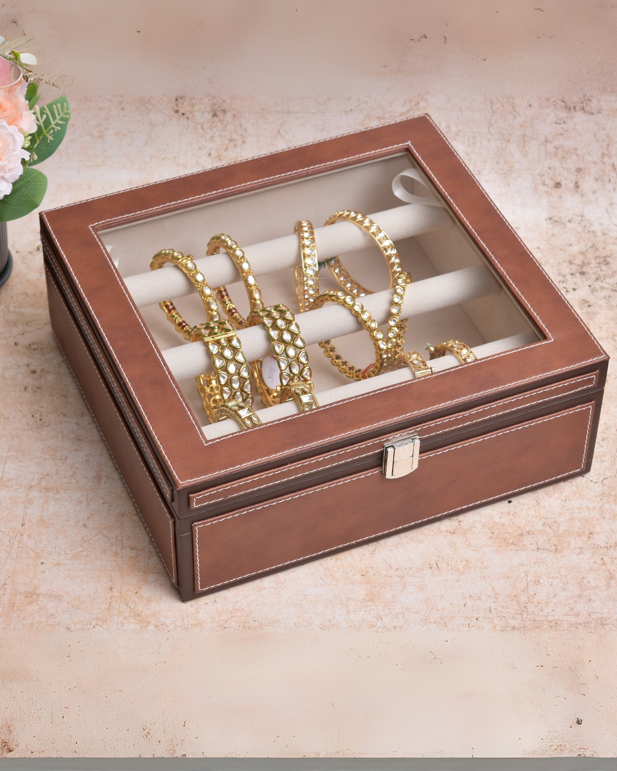 Premsons® Leatherette Bangles Box | Elegant & Durable Jewelry Organizer for Bangles, Bracelets & Accessories – Secure & Stylish Storage Case