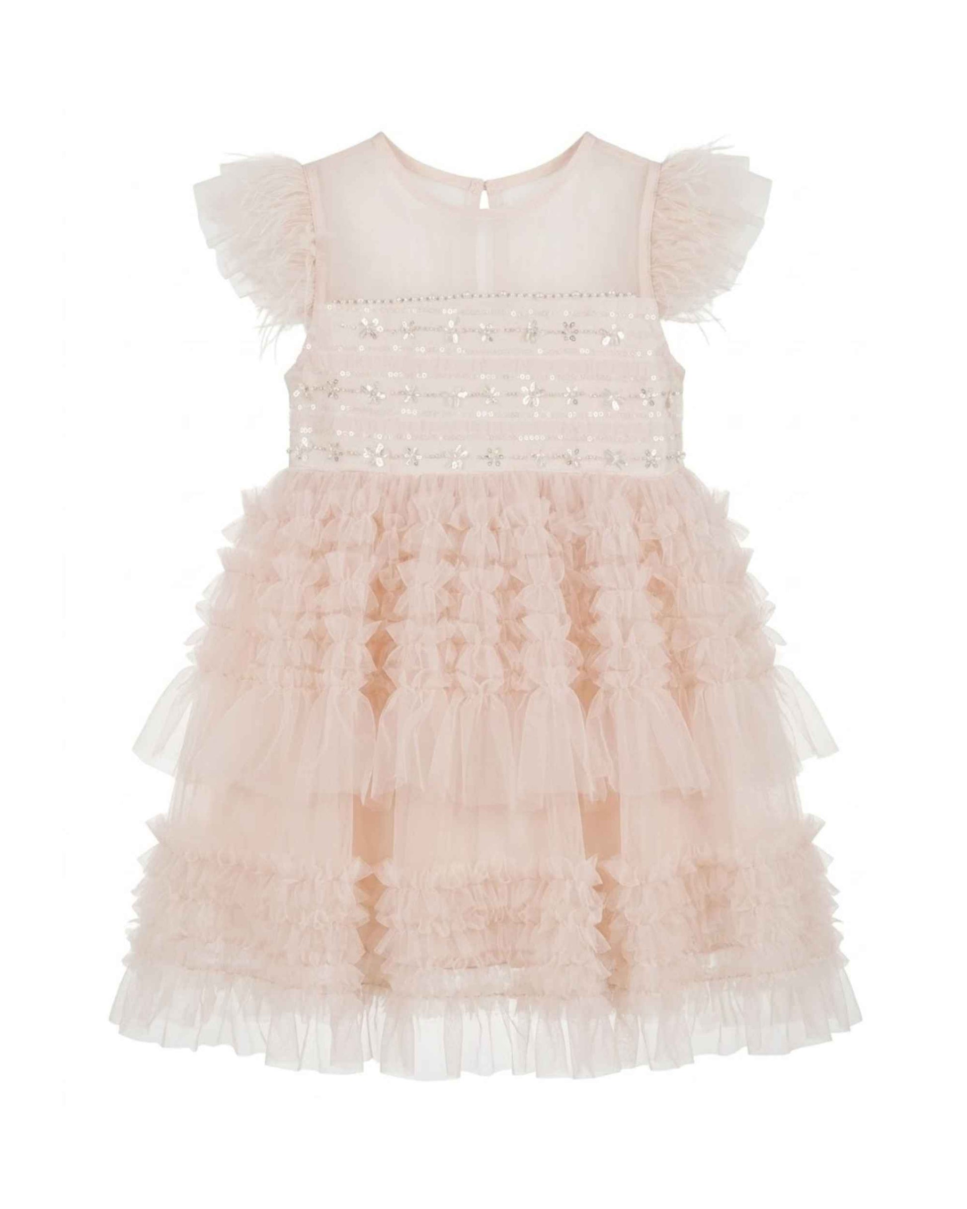 Blush Layered Lace Party Dress for Girls Elegant Ruffle Tulle Occasion Wear Default Title