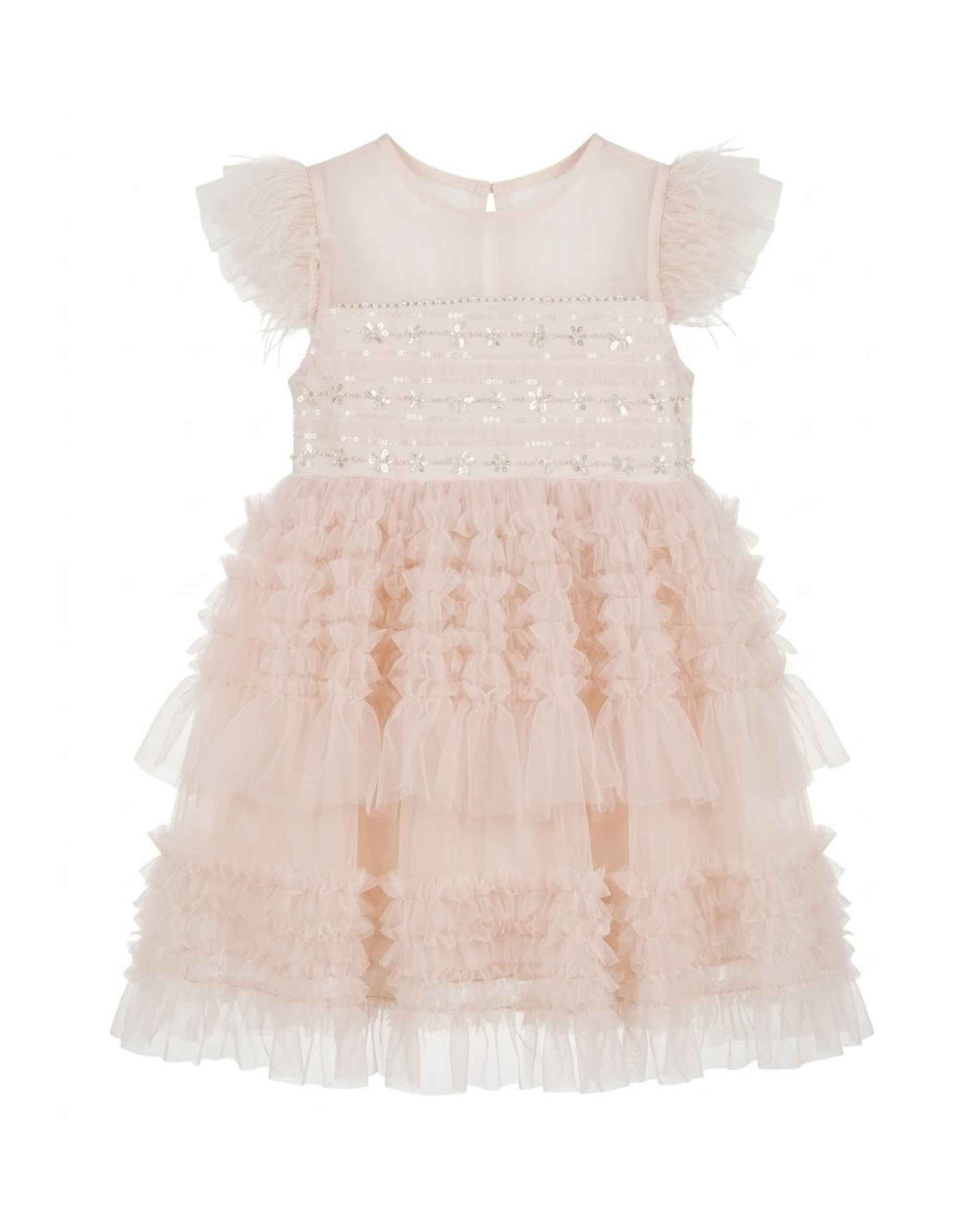 Blush Layered Lace Party Dress for Girls Elegant Ruffle Tulle Occasion Wear Default Title