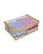 Premsons® Transparent Saree Cover with Zip | Durable & Foldable Storage Organizer for Wardrobe | Protects from Dust & Moisture | Pack of 2 | Gold
