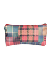 Eternia® Multipurpose Organizer Pouch – Tartan Printed Artificial Leatherette Cosmetic & Stationery Bag for Travel, Office & Daily Use