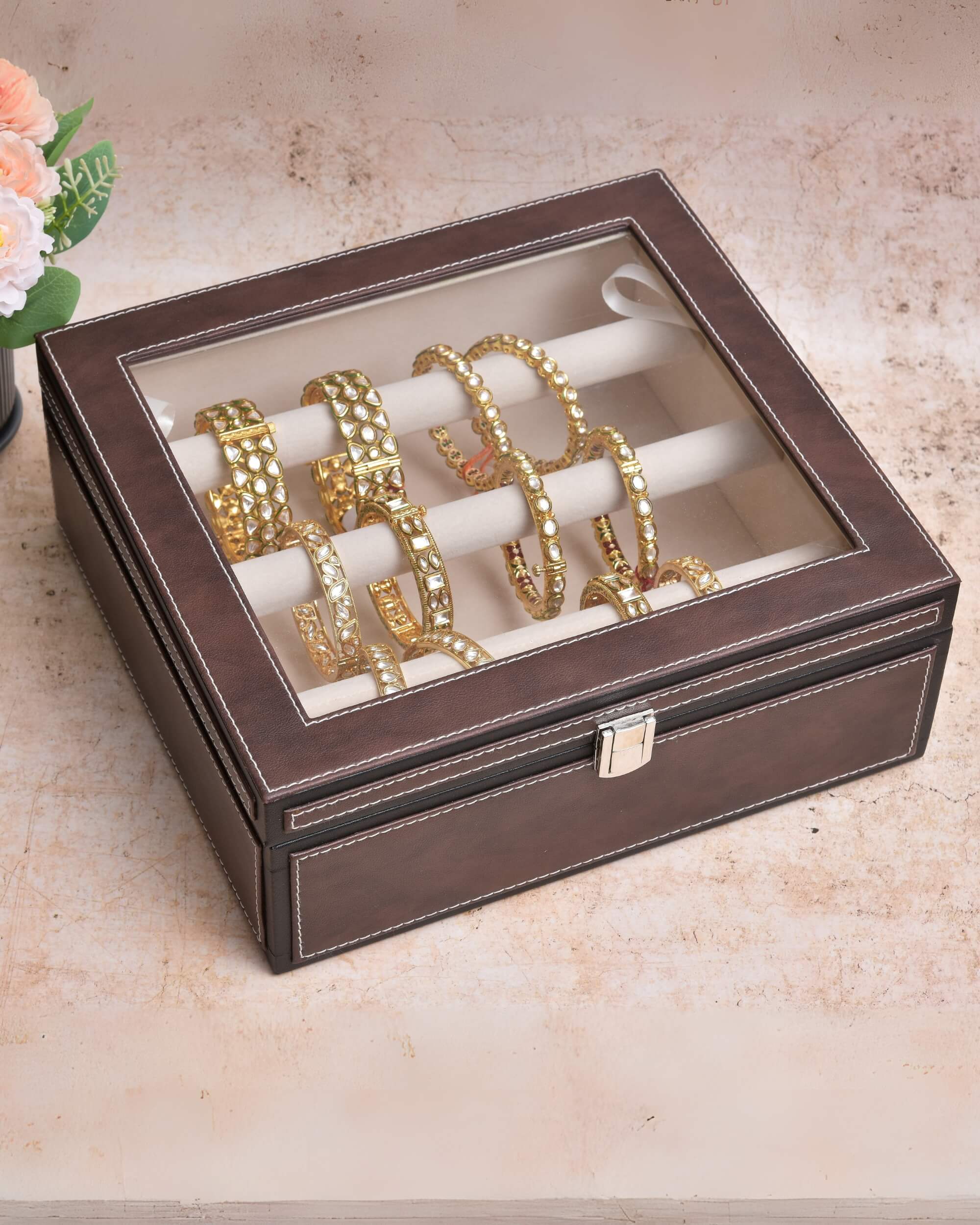 Premsons® Leatherette Bangles Box | Elegant & Durable Jewelry Organizer for Bangles, Bracelets & Accessories – Secure & Stylish Storage Case