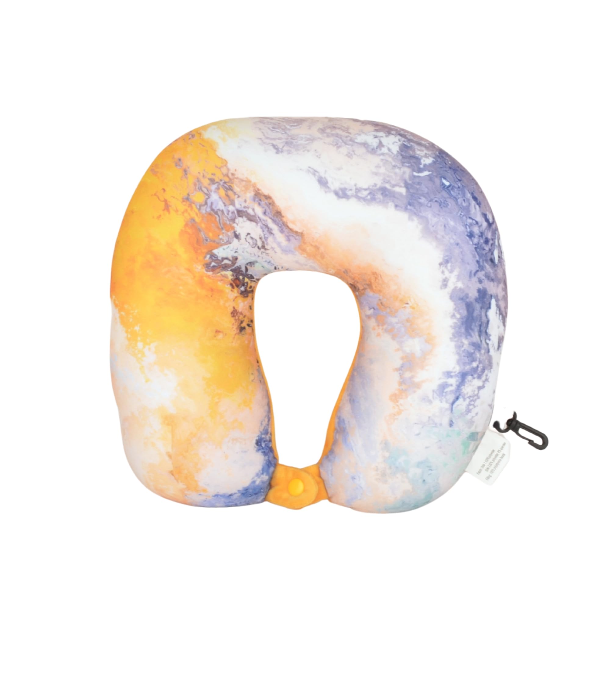 Cushy® Travel Neck Pillow with 360-Degree Head Support - Micro Beads Luxury Soft Pillow for Sleeping Rest - Home Travel Airplane Car - Printed, Yellow & Blue