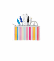 Premsons® Colourful Striped Leatherette Pouch | Vibrant Stripe Design, Premium Finish, Durable & Lightweight, Zip Closure, Multipurpose Storage