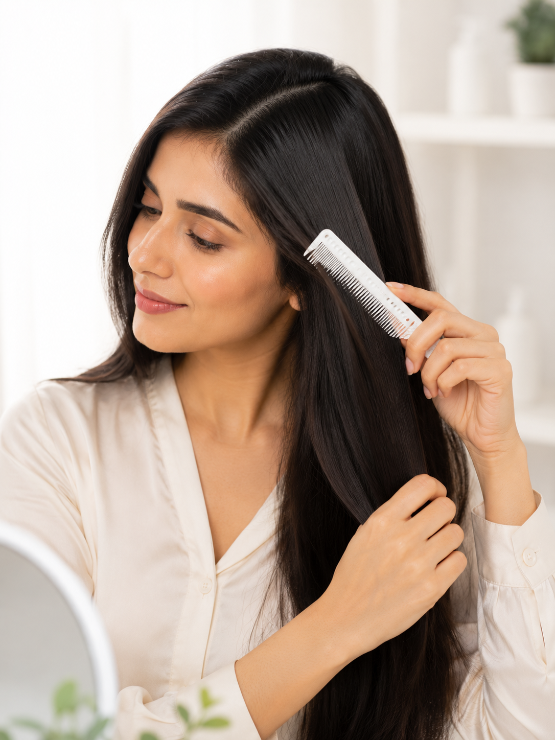 PREMSONS® Fine Teeth Tail Comb 8.5" J101 | Professional Hair Cutting & Styling Comb | Precision Sectioning, Smooth Detangling | Salon Barber Comb | White