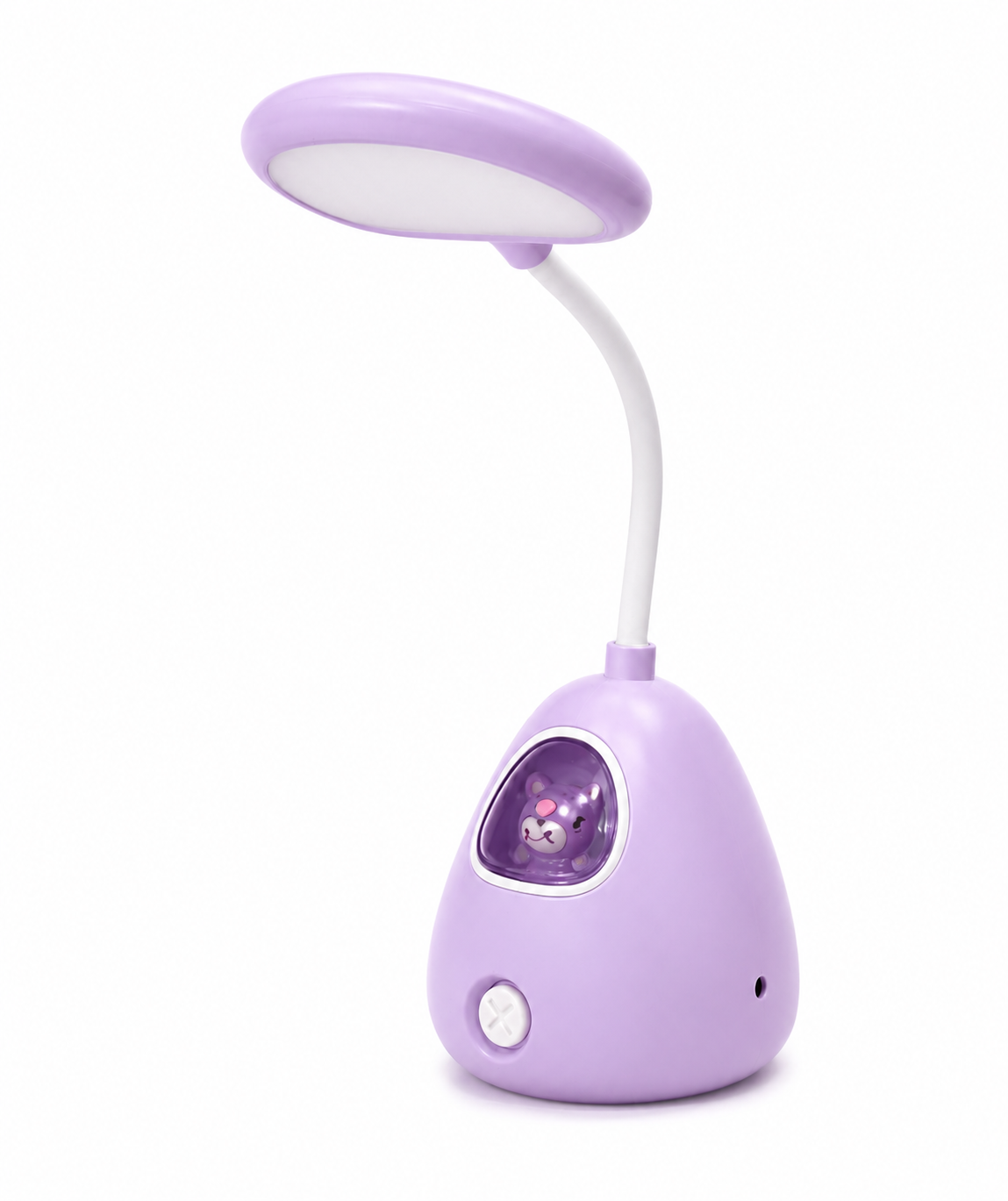 Kids LED reading lamp with purple base and oval face screen