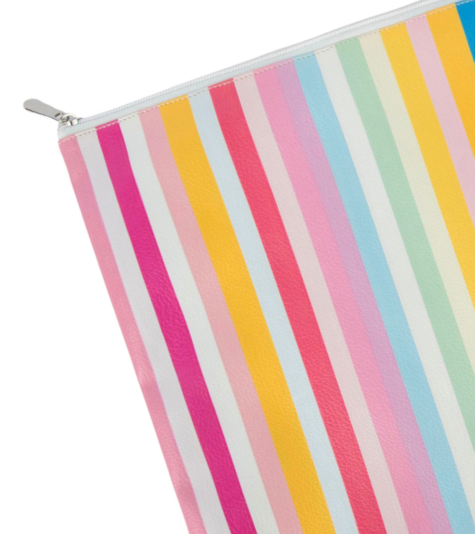 Premsons® Colourful Striped Leatherette Pouch | Vibrant Stripe Design, Premium Finish, Durable & Lightweight, Zip Closure, Multipurpose Storage