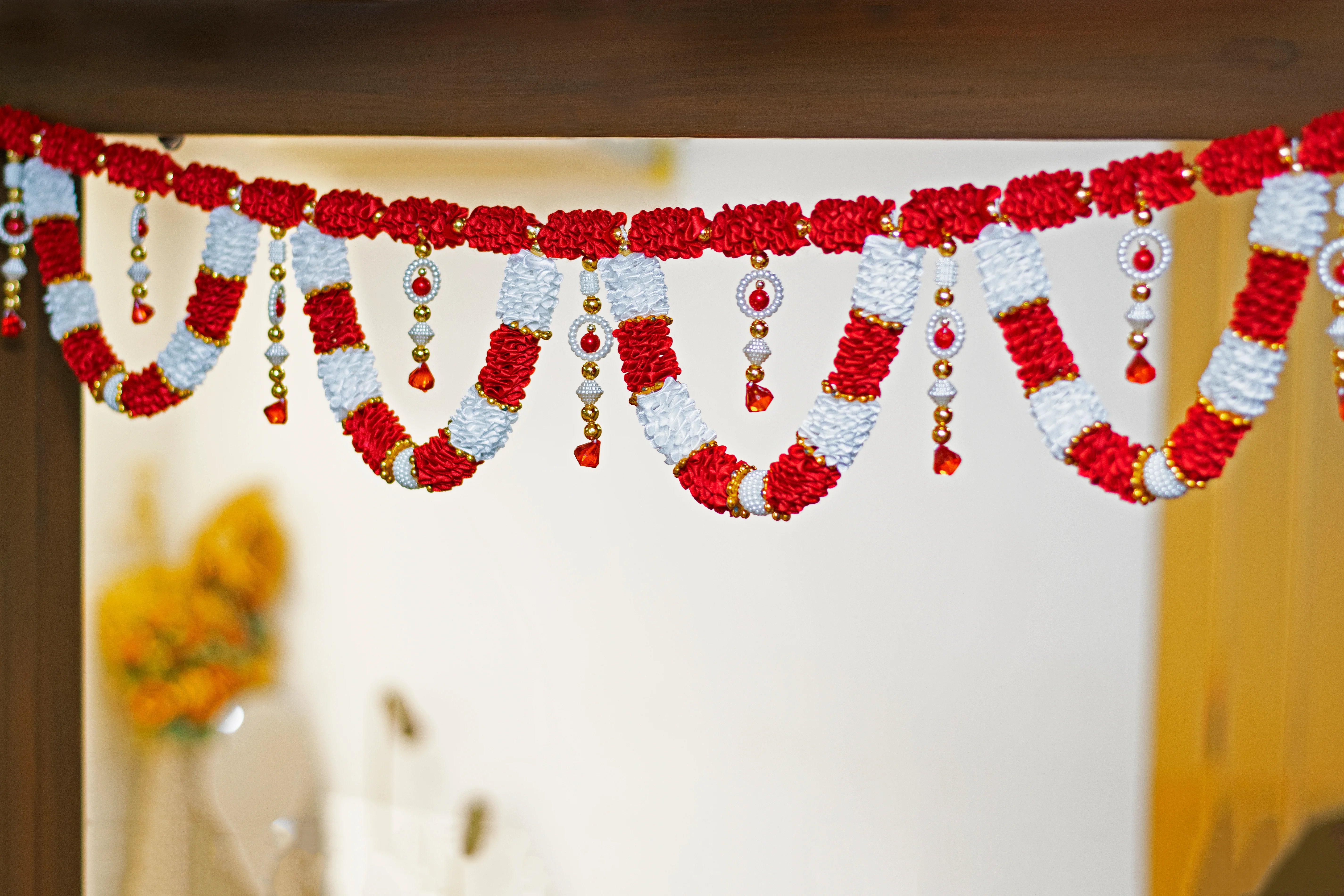 Premsons® Red & White Floral Toran – Ethnic Door Hanging
