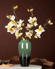 Premsons® Artificial Magnolia Blossoms Flower Stem – Real Touch Faux Floral Bunch for Vases, Home Decor & Centerpieces - White