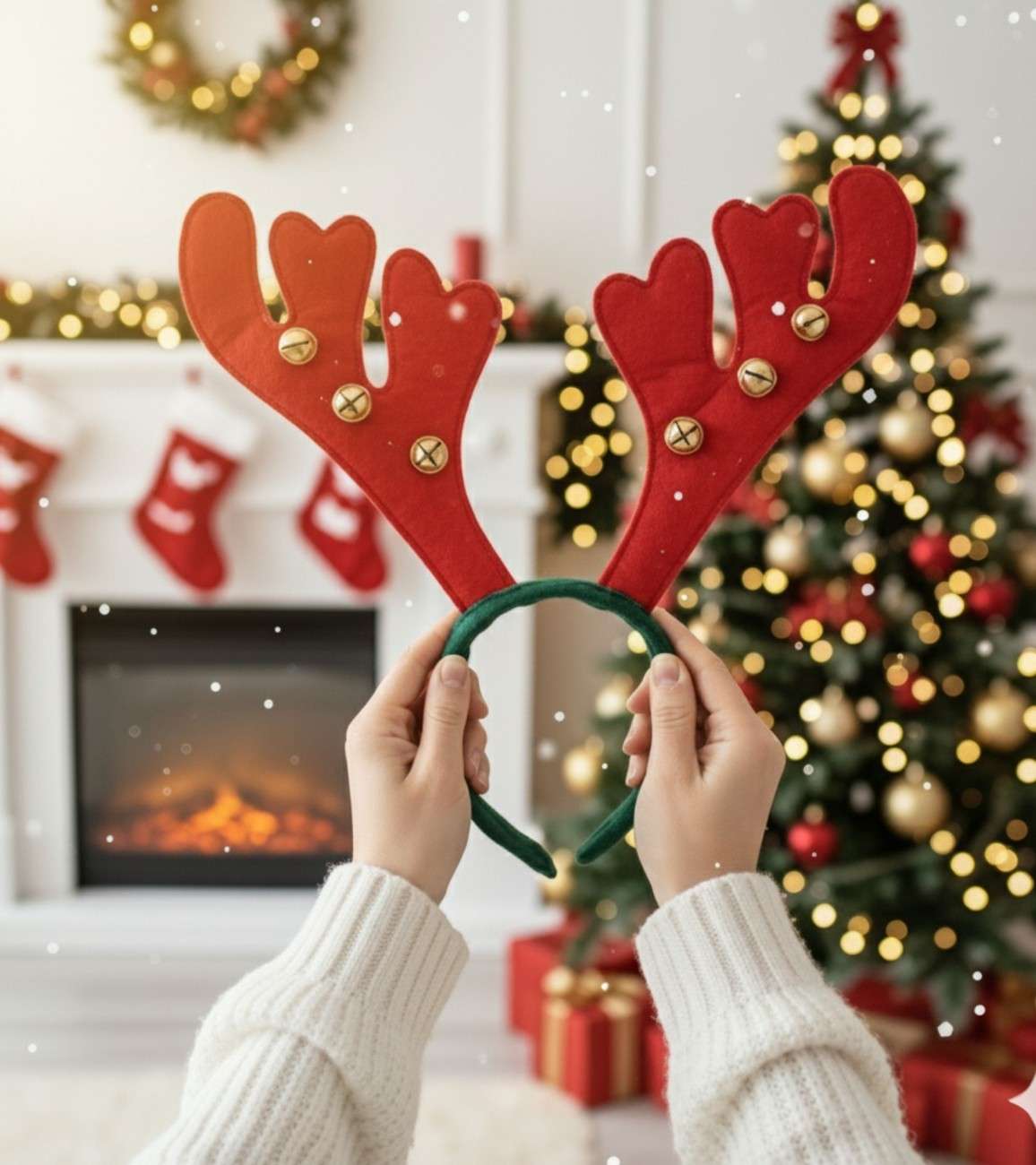 Premsons® Reindeer Antler Christmas Hairband – Cute Festive Headband with Bells