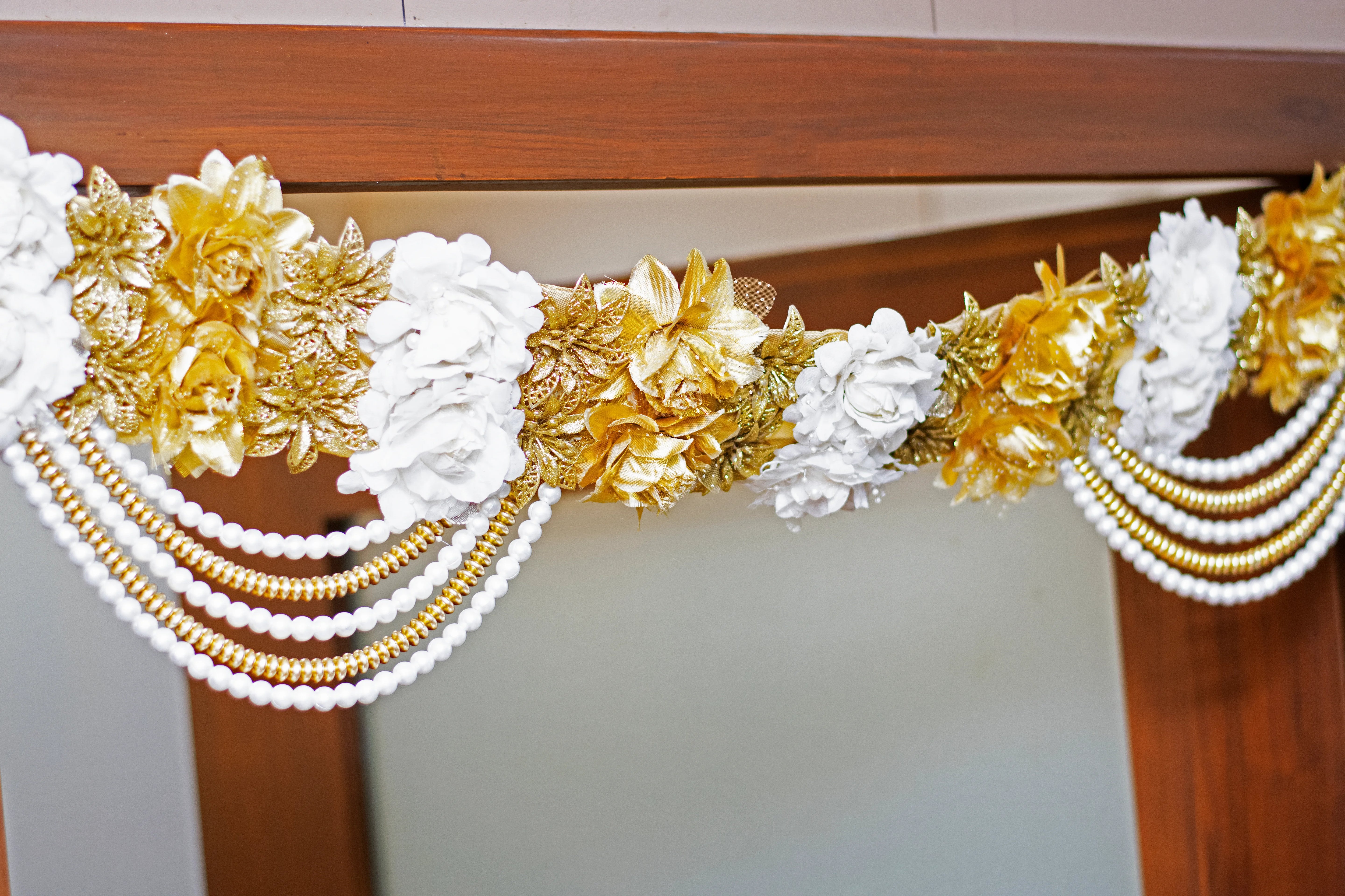Premsons® White & Gold Toran – Elegant Door Hanging Garland for All Festivals