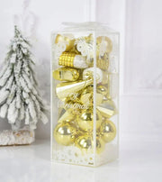 Premsons® Christmas Tree Ornaments Set – Mixed Baubles & Decorations, Gold, Pack of 21