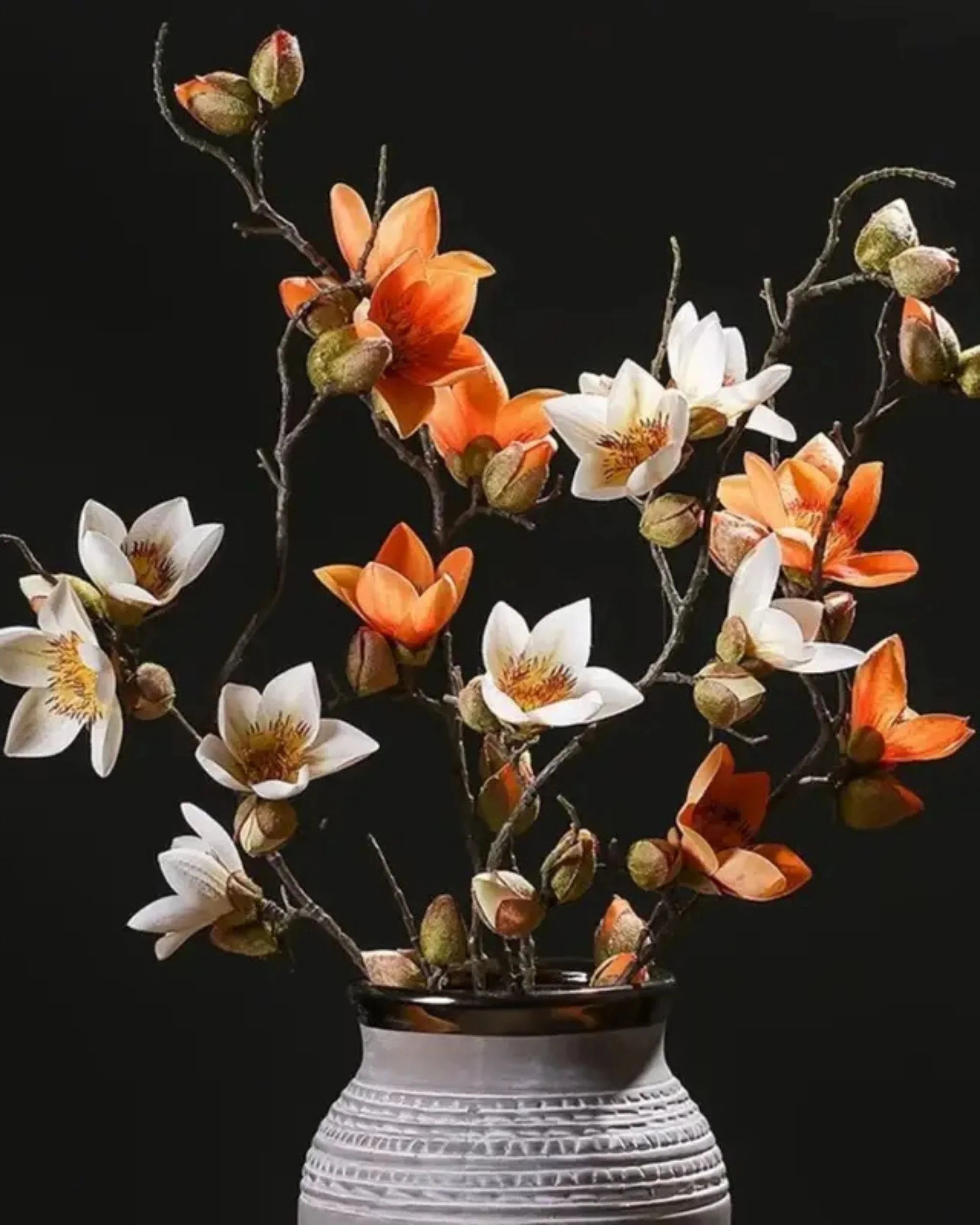 Premsons® Artificial Magnolia Blossoms Flower Stem – Real Touch Faux Floral Bunch for Vases, Home Decor & Centerpieces - Red