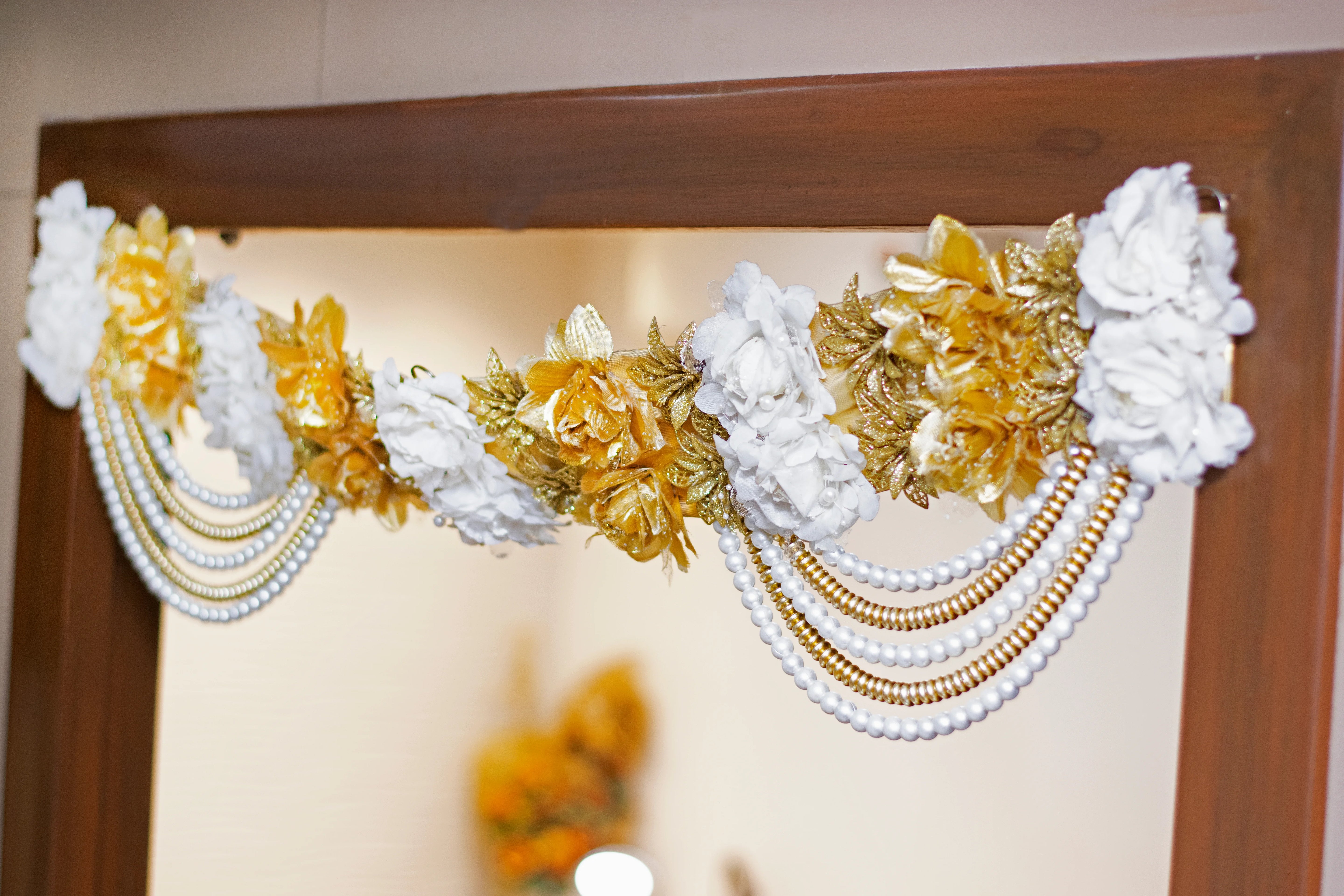 Premsons® White & Gold Toran – Elegant Door Hanging Garland for All Festivals