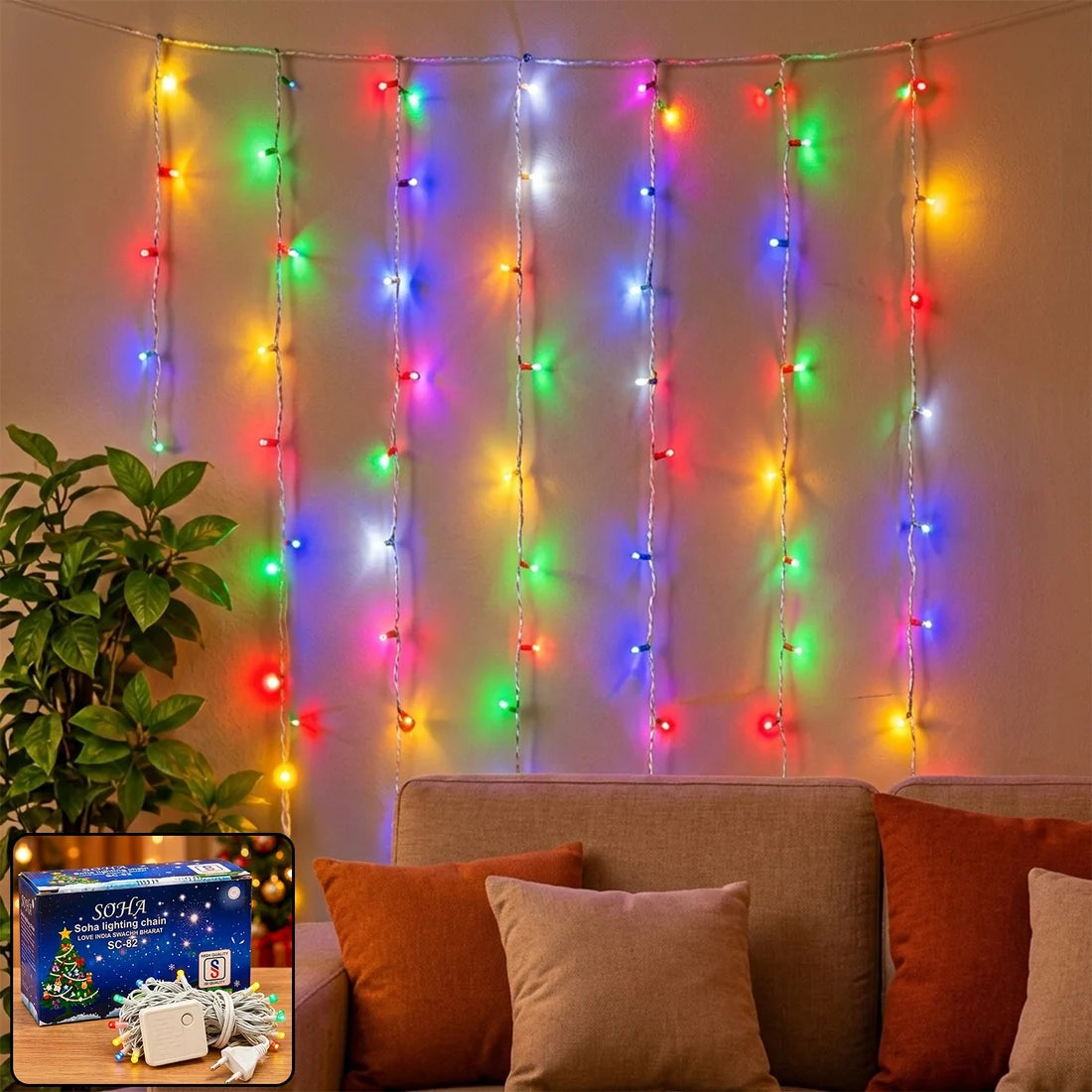 Premsons Multicolour LED String Lights with White Wire for Diwali, Festivals and Home Decoration