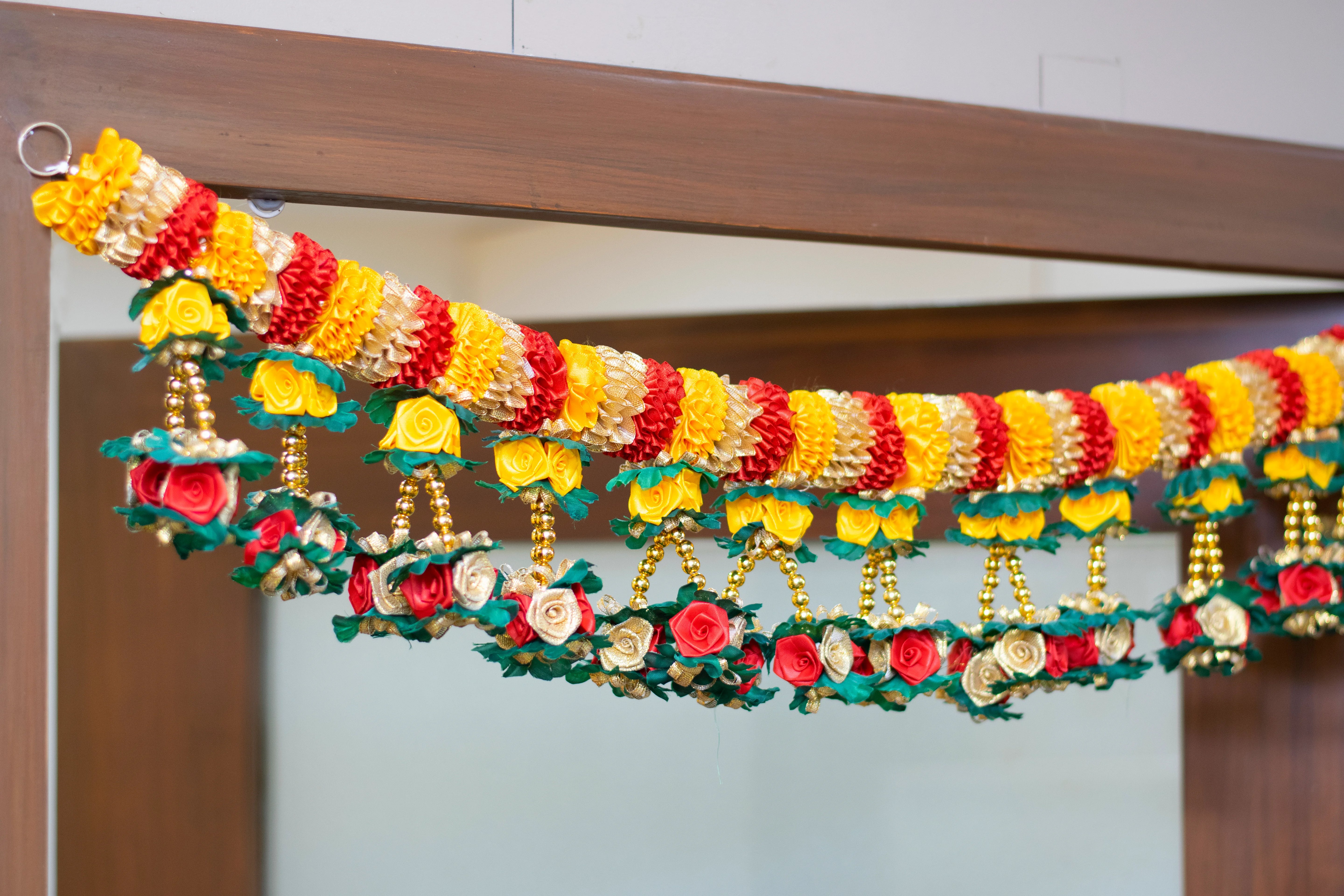 Premsons® Festive Roses & Mirror Toran – Handcrafted Beautiful Door Decor