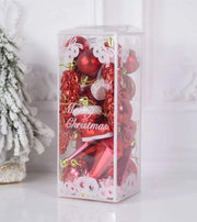 Premsons® Christmas Tree Ornaments Set – Mixed Baubles & Decorations, Red, Pack of 21