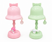 Cute bell table lamps, pink and green, bow tops with dangling charm