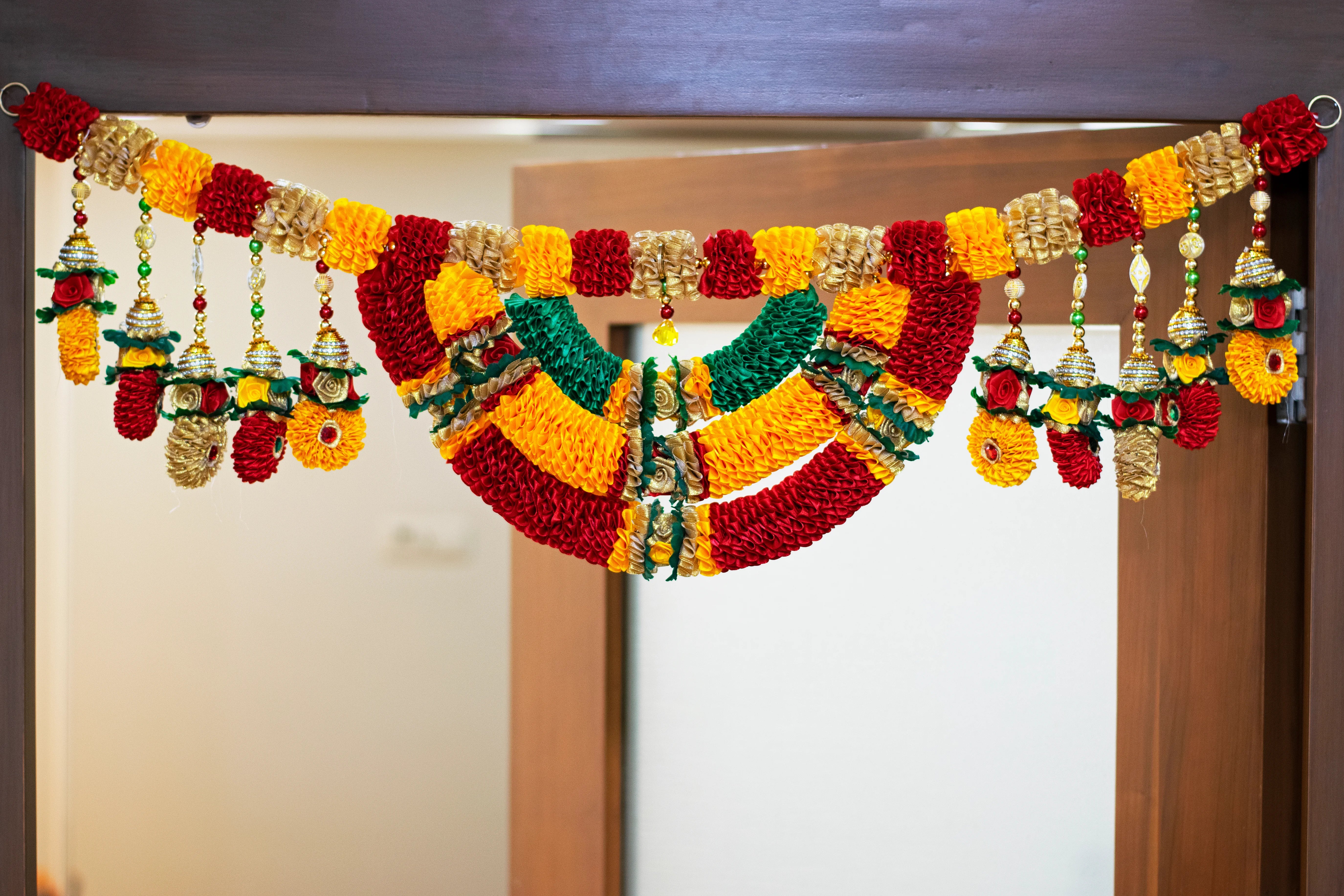 Premsons® Red Marigold Inspired Toran – Indian Festival Garland
