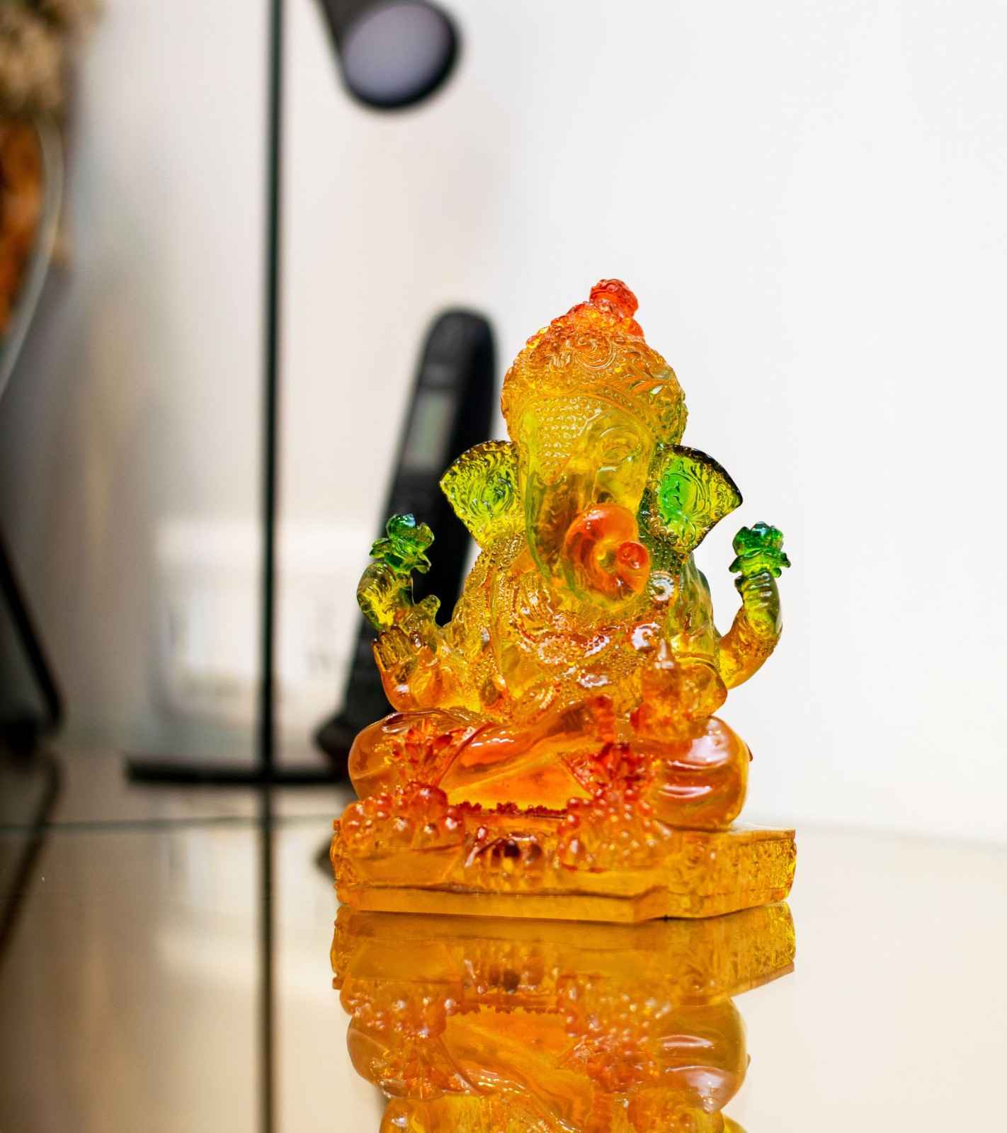 Premsons® Blessing Ganesha with Modak – Ombre Transparent Resin Figurine